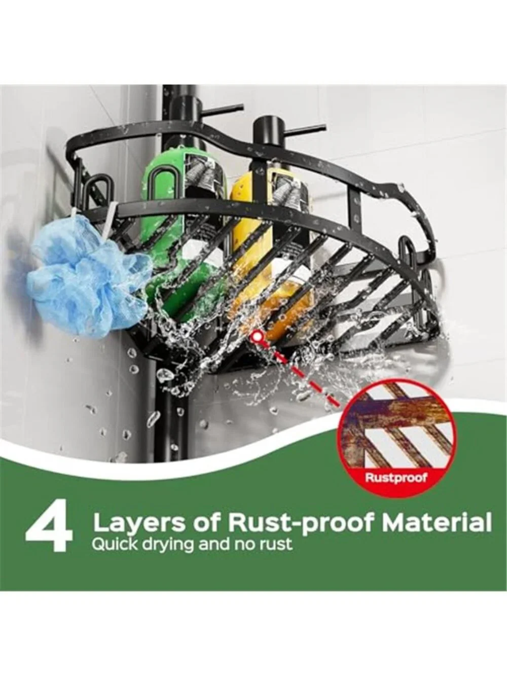 Shower Caddy Corner Tension Pole Organizer Bathroom Storage 4 Tier Rust Proof